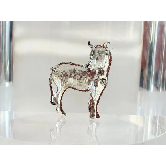 Roman Signed Silver Toned Black & White Striped Zebra Vintage XL Large Brooch - Picture 5 of 10